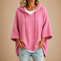 Ottavia Hooded Poncho Sweater in Pink