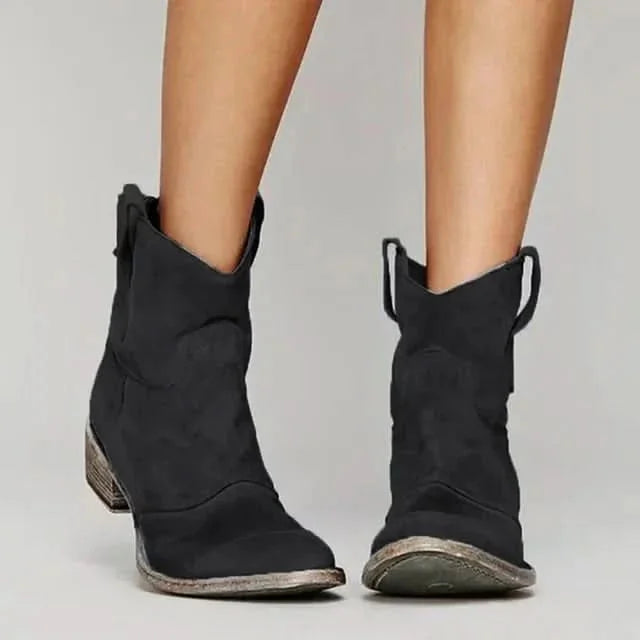 Paloma Vintage Western Ankle Boots in Black