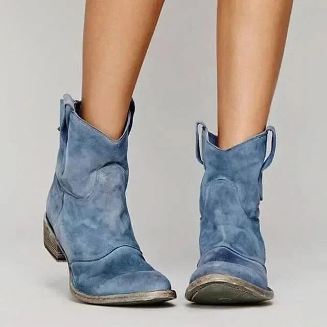 Paloma Vintage Western Ankle Boots in Blue