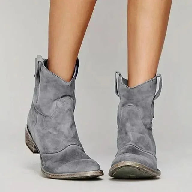 Paloma Vintage Western Ankle Boots in Gray