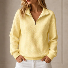 Quilted Half-Zip Pullover in Yellow