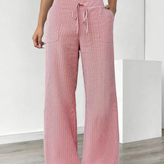 Pink Karina | Striped Wide-Leg Pants for Women | Smart Casual
