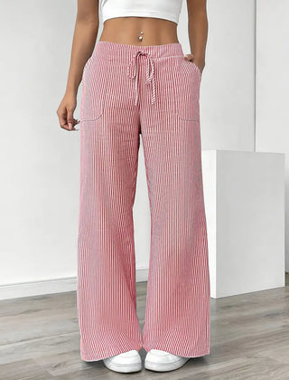 Pink Karina | Striped Wide-Leg Pants for Women | Smart Casual