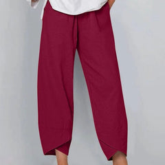 Red Bryndis | Cotton Linen Wide-Leg Pants for Women | Summer Casual