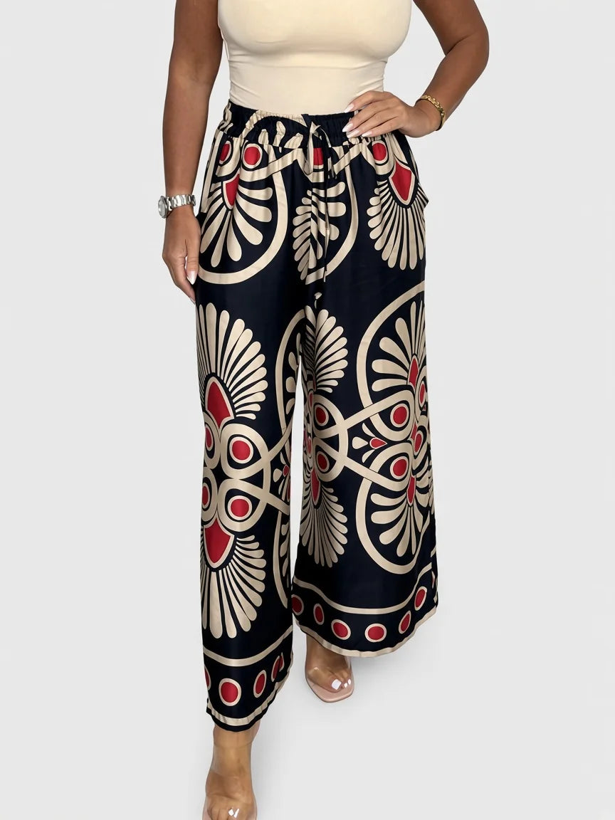 Sally | Printed Satin Track Pants for Women | Casual & Leisure