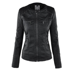 Hooded Moto Zip Jacket in Black