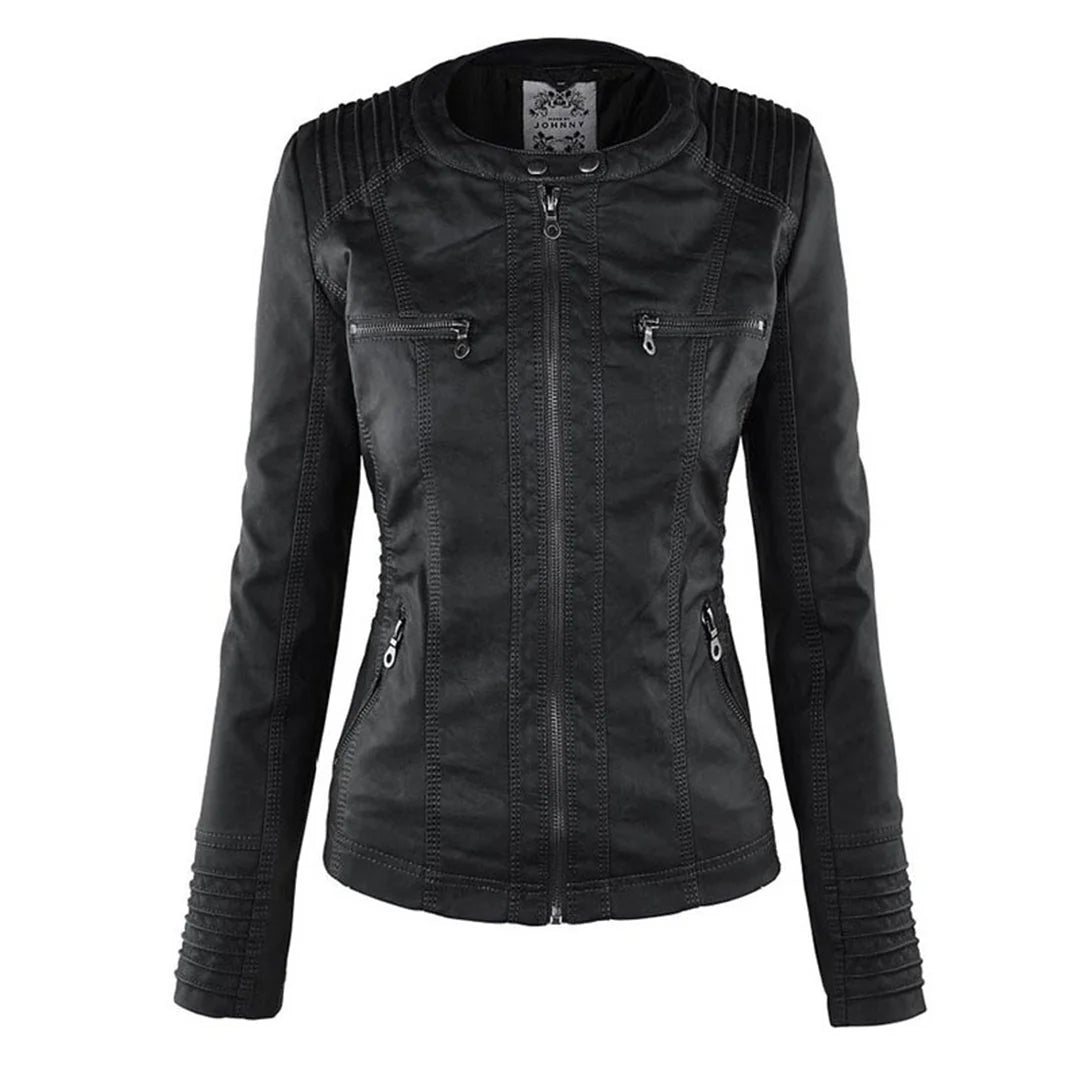Hooded Moto Zip Jacket in Black
