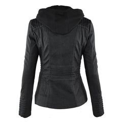 Hooded Moto Zip Jacket in Black