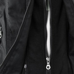 Hooded Moto Zip Jacket in Black