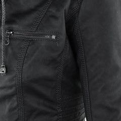 Hooded Moto Zip Jacket in Black