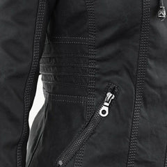 Hooded Moto Zip Jacket in Black