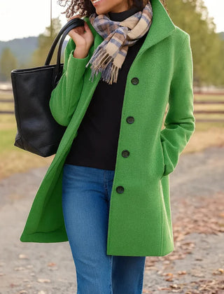 Stand Collar Button Coat in Light Green