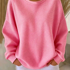 Sevira Textured Crewneck Sweater in Pink