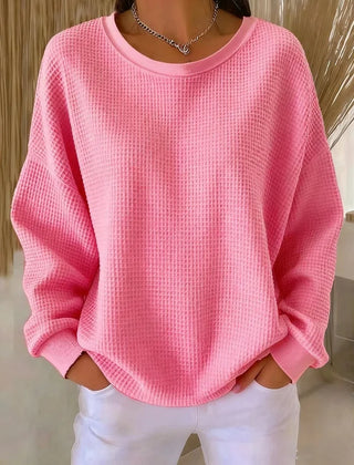 Sevira Textured Crewneck Sweater in Pink