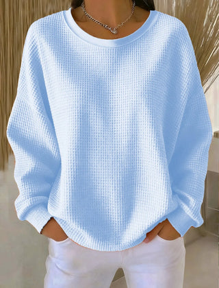 Sevira Textured Crewneck Sweater in Sky Blue