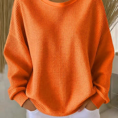 Sevira Textured Crewneck Sweater in Orange