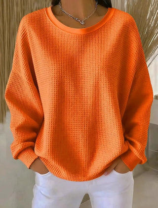 Sevira Textured Crewneck Sweater in Orange