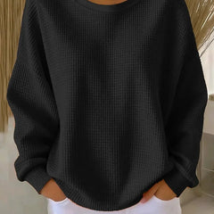 Sevira Textured Crewneck Sweater in Black