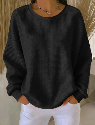 Sevira Textured Crewneck Sweater in Black