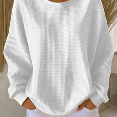 Sevira Textured Crewneck Sweater in White