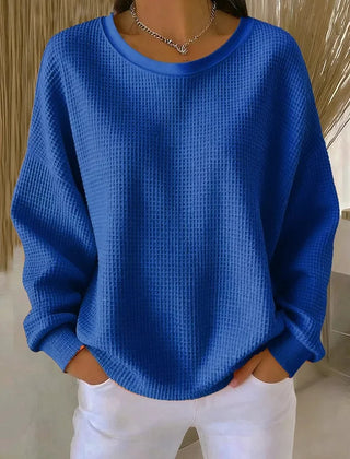 Sevira Textured Crewneck Sweater in Blue