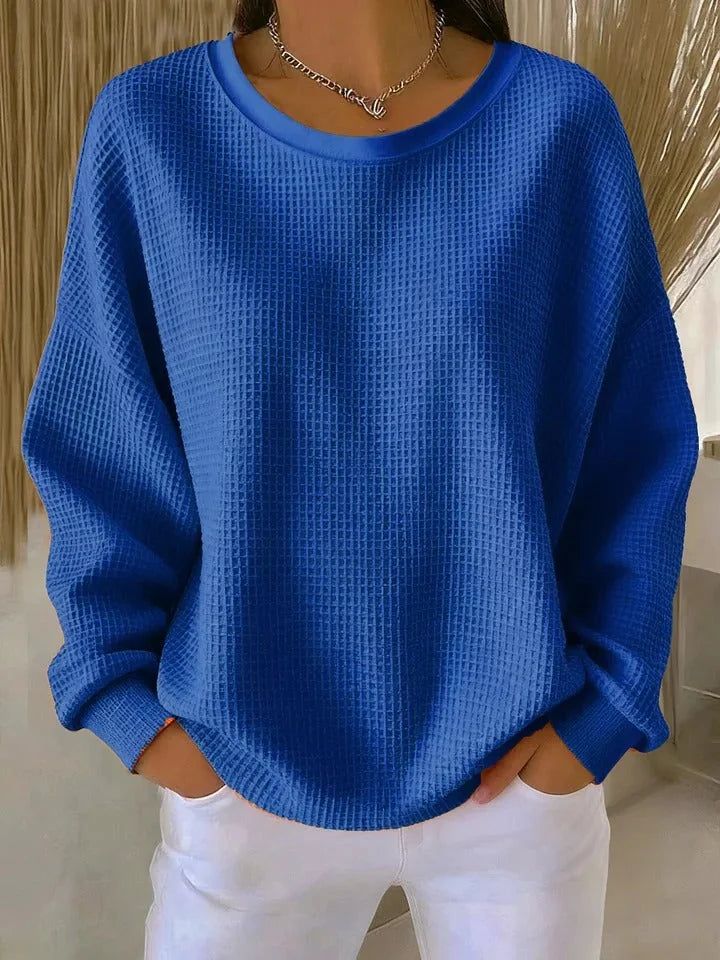 Sevira Textured Crewneck Sweater in Blue