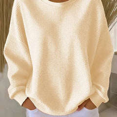 Sevira Textured Crewneck Sweater in Apricot