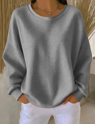 Sevira Textured Crewneck Sweater in Gray