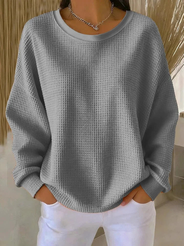 Sevira Textured Crewneck Sweater in Gray
