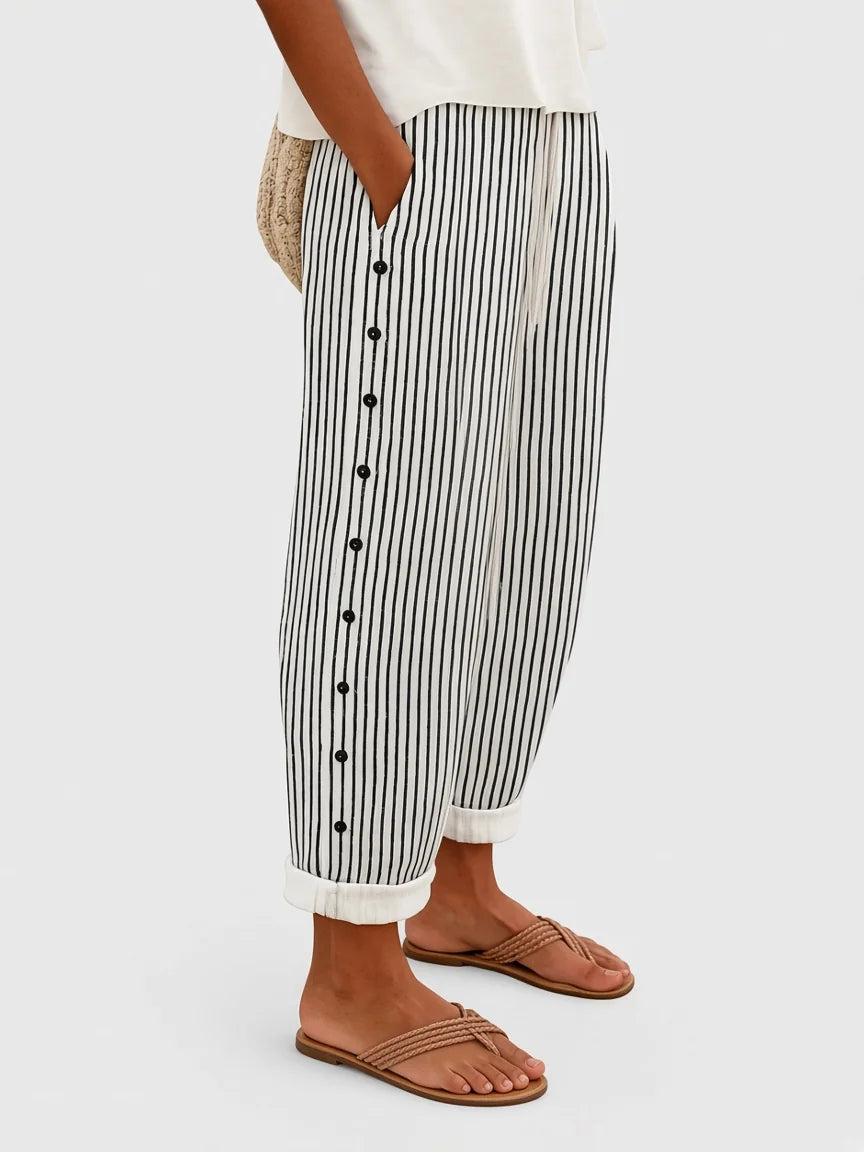 Sharon | Striped Loose Fit Wide-Leg Pants for Women | Summer