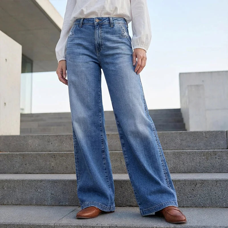 Simone High-Waisted Wide-Leg Jeans in Blue