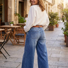 Simone High-Waisted Wide-Leg Jeans in Blue