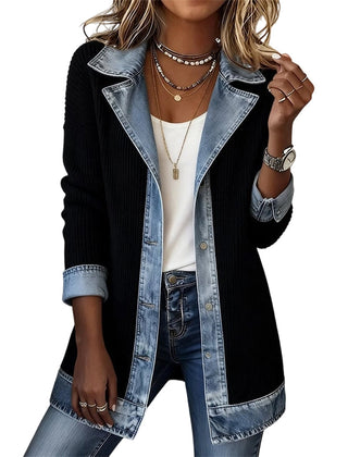 Greta Relaxed Patchwork Jacket in Black