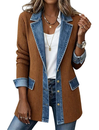 Greta Relaxed Patchwork Jacket in Brown
