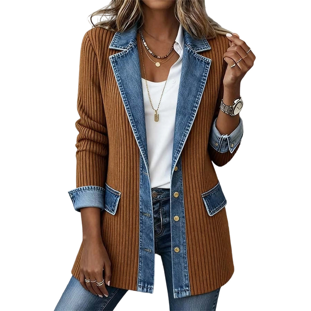 Greta Relaxed Patchwork Jacket in Brown