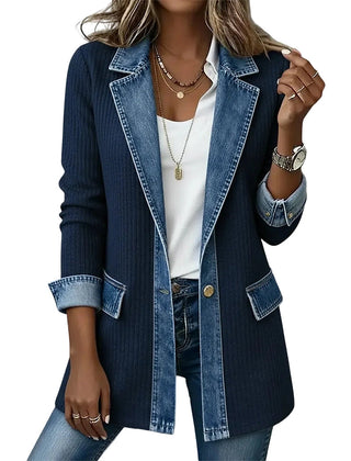 Greta Relaxed Patchwork Jacket in Navy