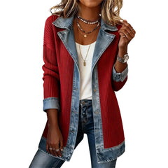 Greta Relaxed Patchwork Jacket in Red