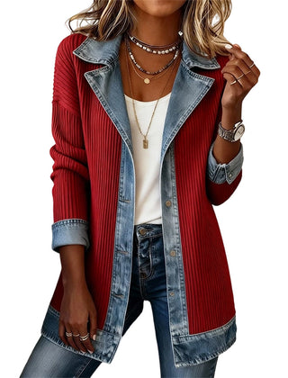 Greta Relaxed Patchwork Jacket in Red