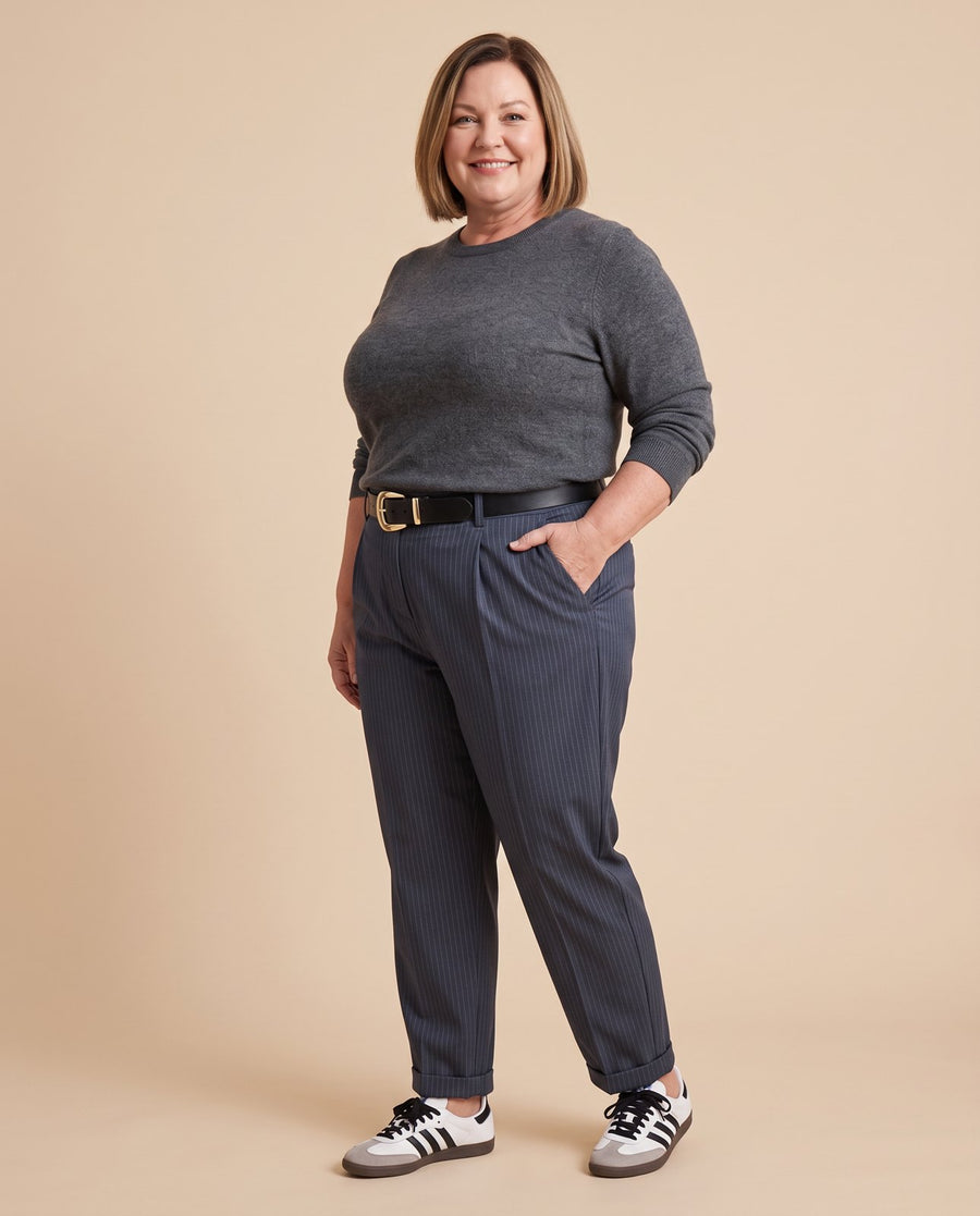 Stacy | Tailored Wide-Leg Pants for Women | Smart Casual worn by a woman with curves