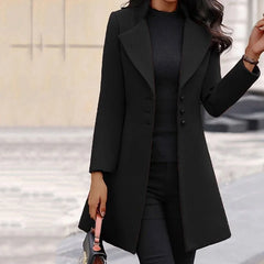 Suitsy tailored long coat in Black, worn