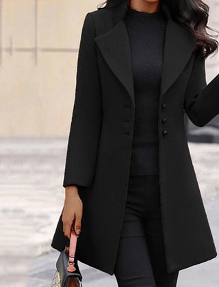 Suitsy tailored long coat in Black, worn