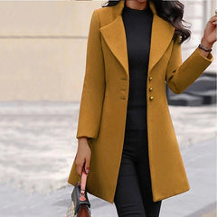 Suitsy tailored long coat in Yellow, worn