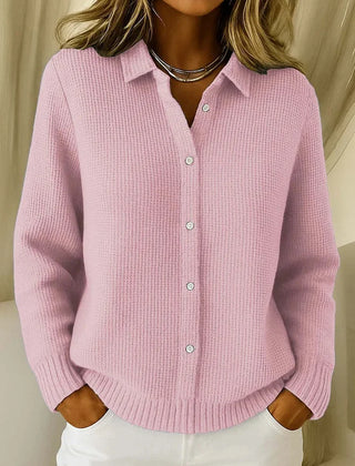 Collared Button-Front Cardigan in Pink