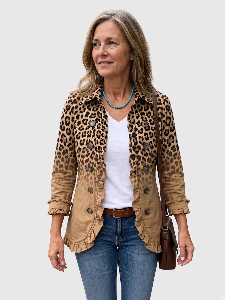 Tawny™ | Vintage Leopard Gradient Ruffle Jacket