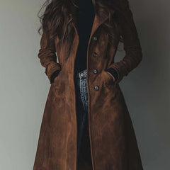 Teresa Classic Vintage Trench Coat in Brown