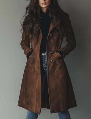 Teresa Classic Vintage Trench Coat in Brown