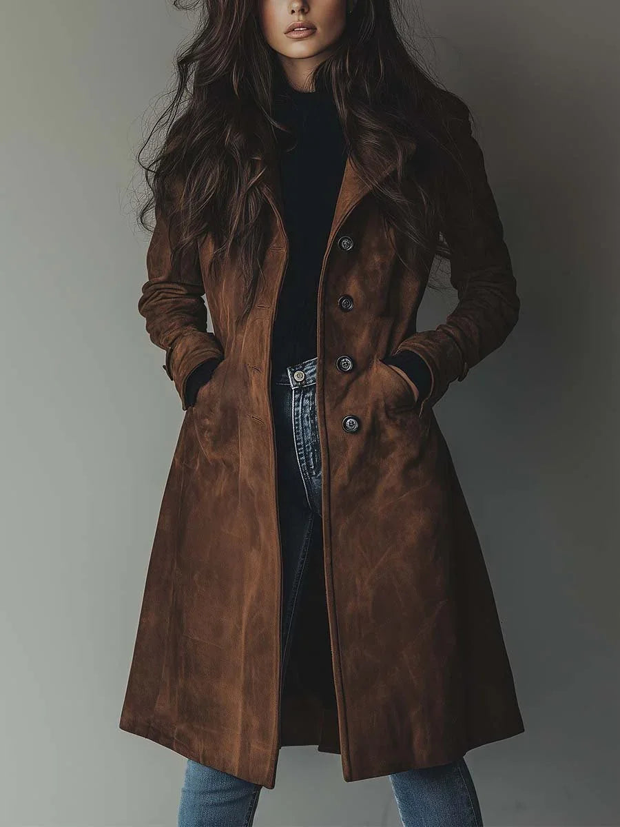 Teresa Classic Vintage Trench Coat in Brown