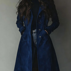 Teresa Classic Vintage Trench Coat in Dark Navy