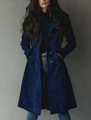 Teresa Classic Vintage Trench Coat in Dark Navy
