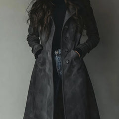 Teresa Classic Vintage Trench Coat in Dark Gray